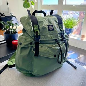 Stone Island Green Mussola Gommata Backpack. Brand new with Tags!